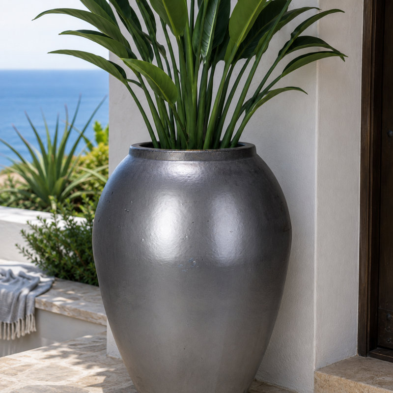 25 in. Gold Urn - Charcoal