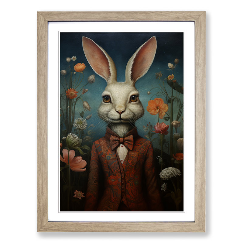 Hare Informel - Single Picture Frame Print on Wood, Oak Framed, 64cm H x 46cm W