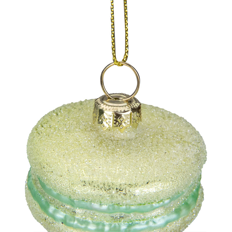 Ornement de Noël en verre vert pastel 2 "Macaron 2"