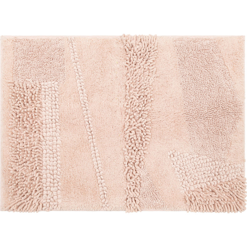 Laverne High/Low Stain/Fade Resistant Non-Slip Machine Washable Bath Mat, 17" W x 24" L, Blush