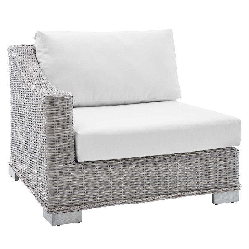 Fauteuil d'extérieur gauche en rotin Conway, Blanc