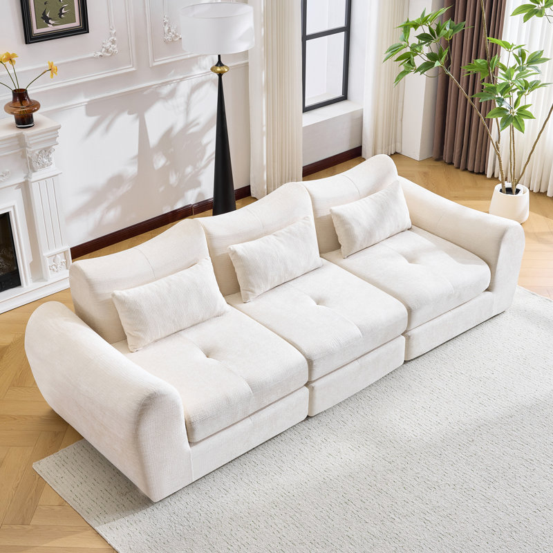 Canapé d'angle modulaire Cloud, lit pliant convertible 3 places, garni de coussins moelleux et d'un dossier capitonné, idéal pour le salon, la chambre et l'espace de divertissement. Revêtement en chenille, haute qualité.