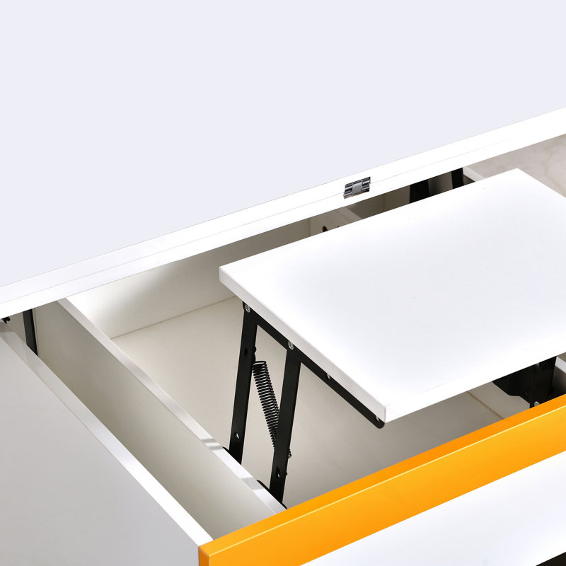 Lift-Top Coffee Table With Storage Stools, Modern Table With Foldable Top