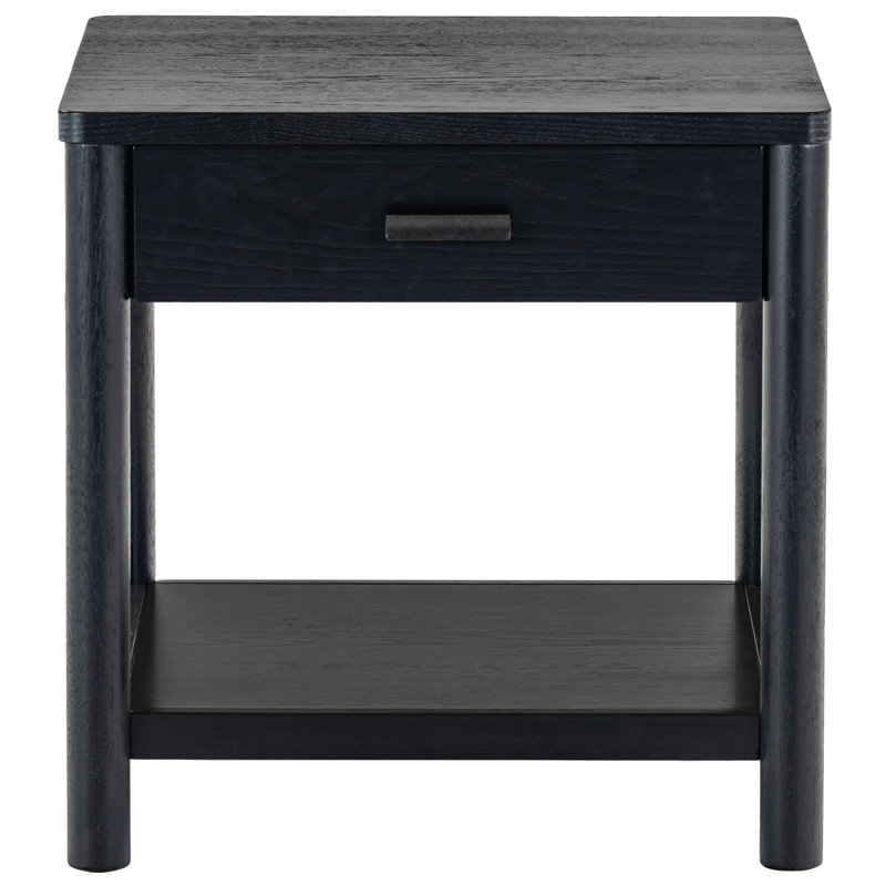 Jaylessa Wood 1 Drawer End Table, Black