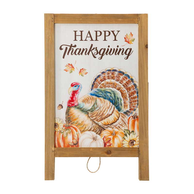 Rustic Fall Wooden Easel Porch Sign with Thanksgiving Message