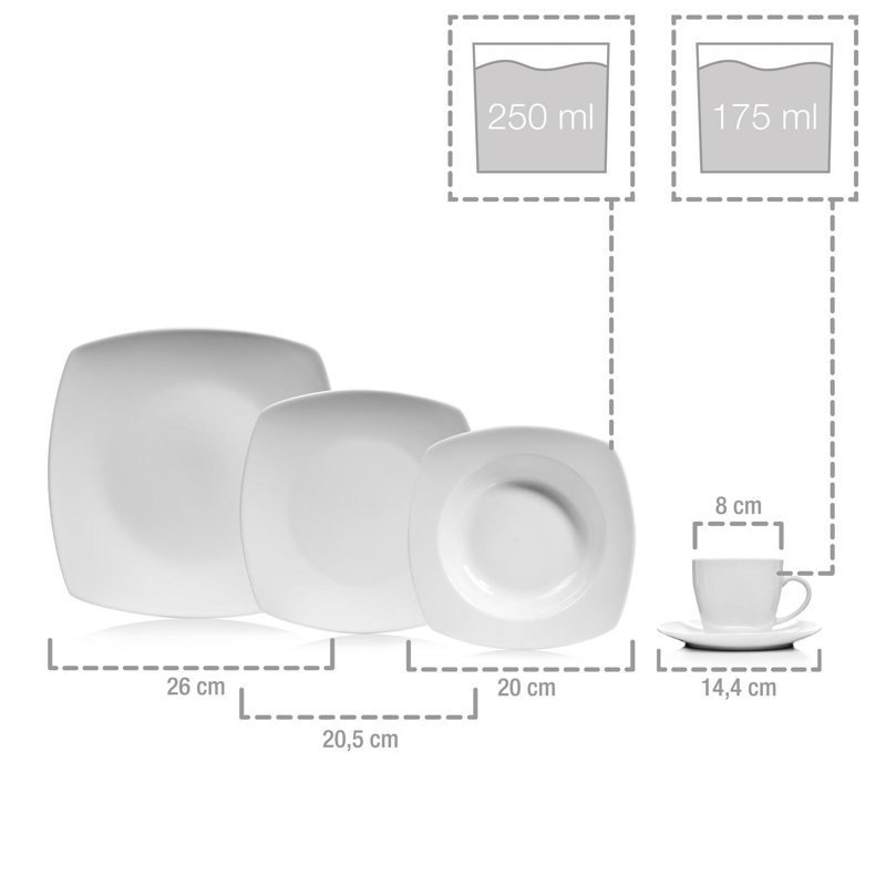 Brandermill 30 Piece Bone China Dinnerware Set, Service for 6