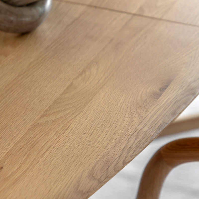 Extendable Oak Oval Solid Wood Dining Table, Natural Wood