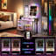 Dressing Table with Human Sensor RGB Lights, Tempered Glass Top, and Quick-Charging Station-447472114