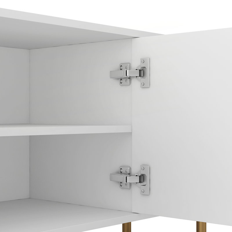 TV Stand Fluted 68" with Power Outlet, White