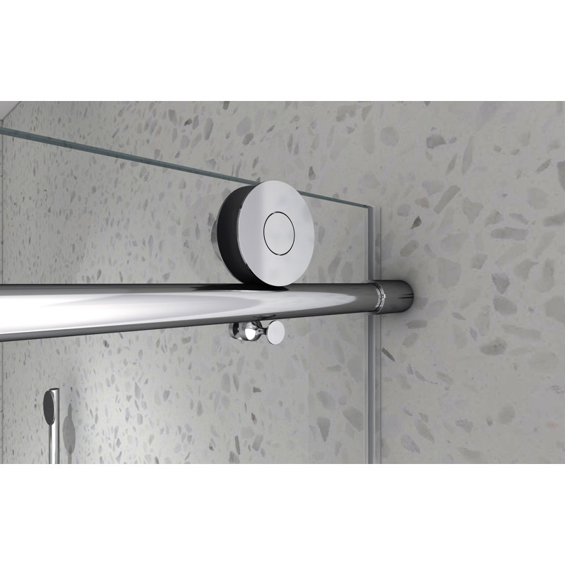 Porte de douche coulissante sans cadre avec système de fermeture en douceur Lornor, verre trempé, 304 rouleaux en acier inoxydable et revêtement Nano Easy-Clean