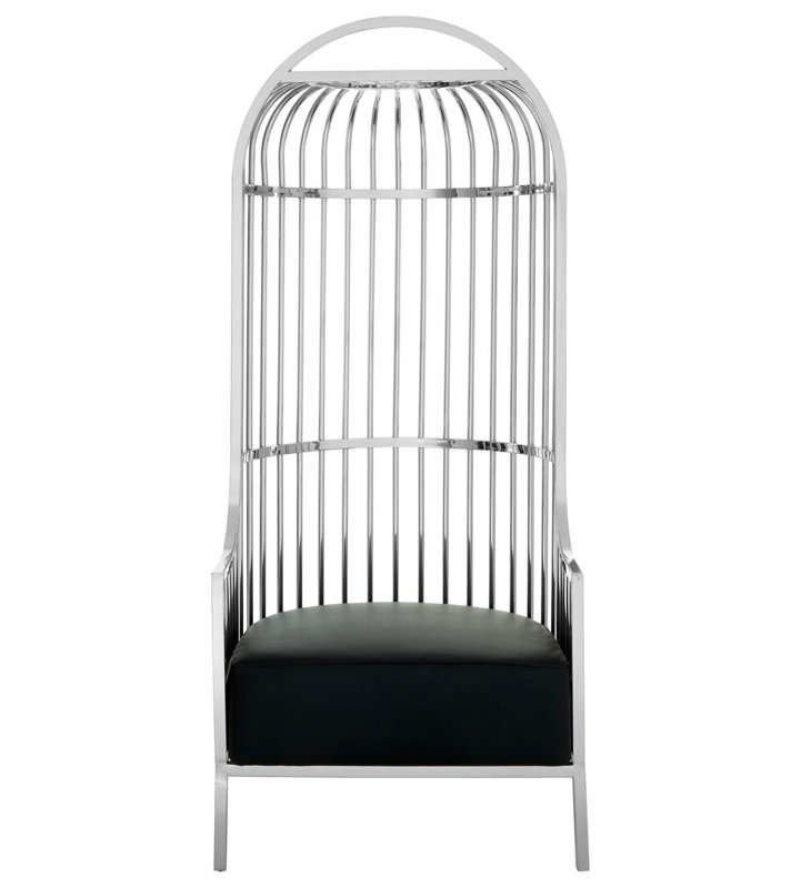 Leather Club Chair, Silver, Grey Genuine Leather/Silver