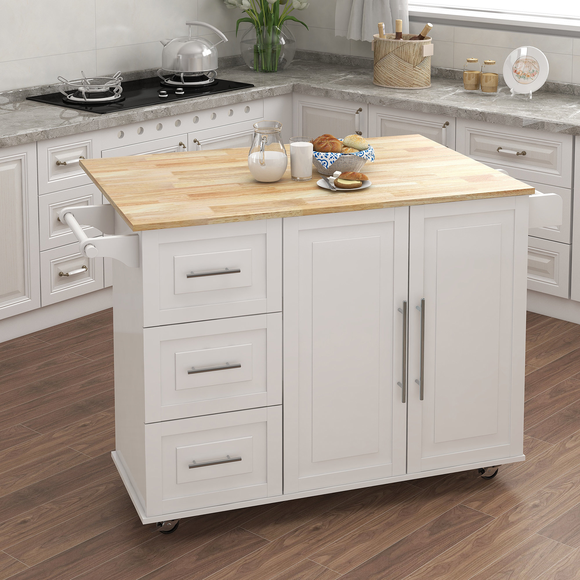 Lark Manor Karole Solid Wood Kitchen Cart & Reviews | Wayfair