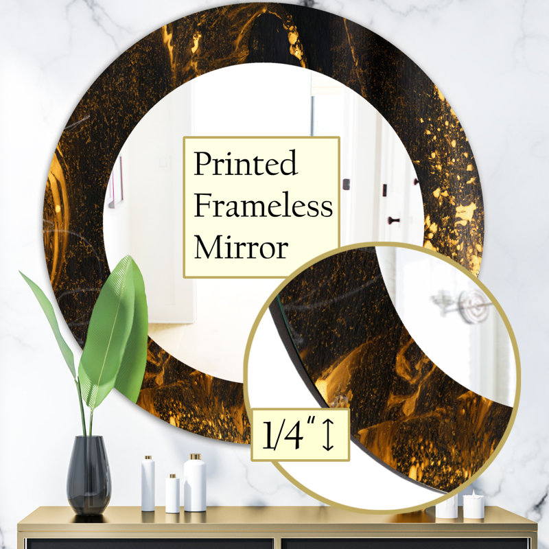 Marbled Glam Accent Wall Mirror, 23.6" H x 23.6" W, Floral