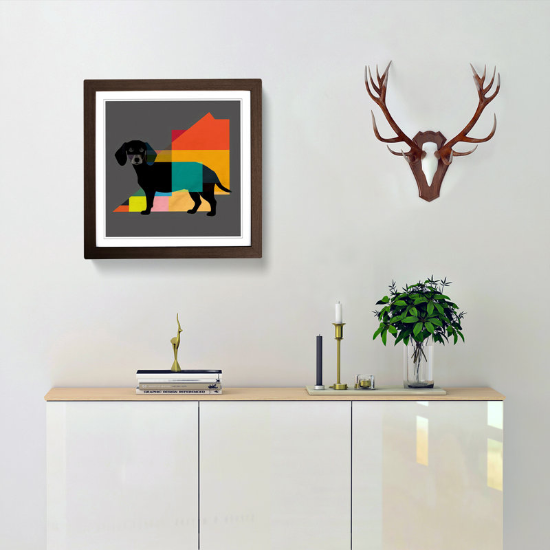 Dachsund Suprematism - Framed Print, Walnut