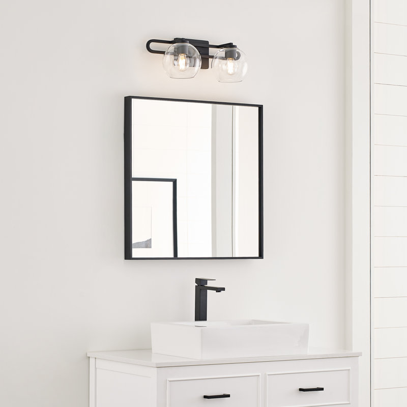 Eveline 2 Light Transparent Dimmable Vanity Light, Midnight Black