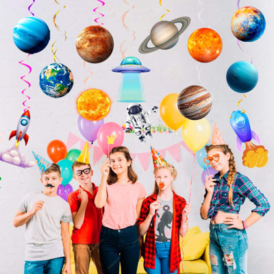 Solar System Hanging Swirls Decorations, 34 Pcs Outer Space Hanging Spirals