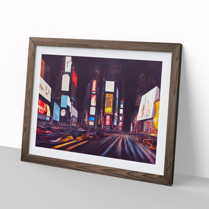 XH1022-6208X Modern Times Square Art Vol.7 - Single Picture Frame Print, 25cm H x 34cm W x 2cm D, Walnut