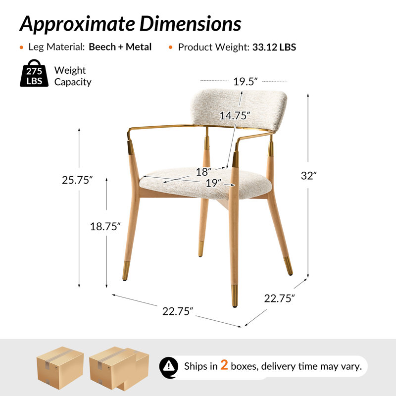 Ensemble de chaise de salle à manger moderne avec pieds en bois massif 22,75 po Rosaura, 4, Ivoire ivoire