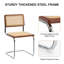 Benett Modern 46cm Natural Woven Rattan Dining Chairs with Metal Frame Small Kitchen Side Chairs-595105645-602722783