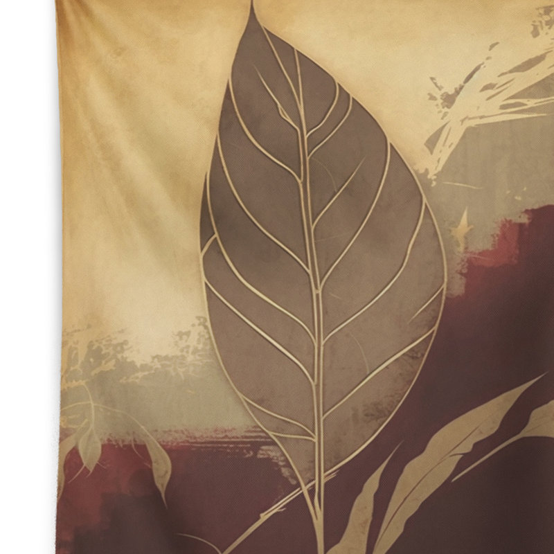 Tapisserie polyester avec feuilles de chocolat en terre cuite II, H 50 po x l 60 po