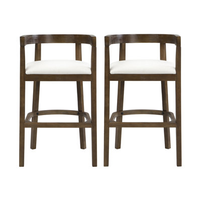 Upholstered Counter Stool with Solid Wood Frame