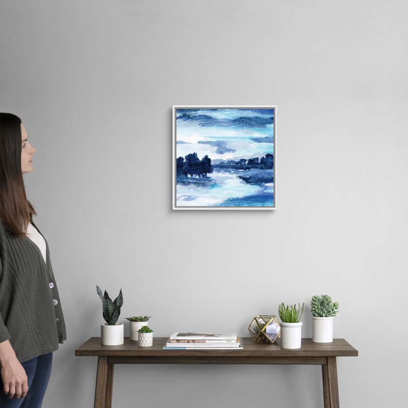 " Indigo Land I " Painting Print, White Framed, 17.7" H x 17.7" W x 1.75" D