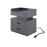 1 Set Nightstand with Adjustable LED Strip Light, 2-drawers, Large Storage Space, Suitable for Bedside Table, Coffee Table, Sofa Side Table or End Table for Study Desk
