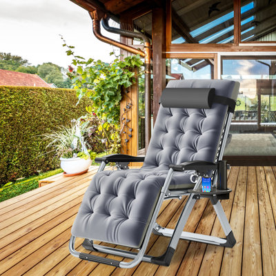 Werbel Zero Gravity Chair, Padded Lounge Recliner, Patio Beach Backyard Lounger with Headrest & Cup Holder