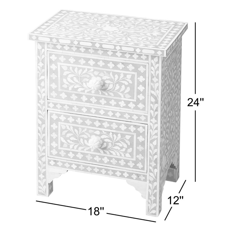 Vivienne 2 Drawer Accent Chest, Gray