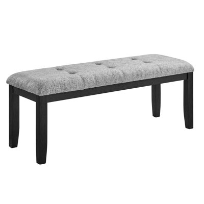 Fabric Upholstered Oceanic Grey Dining Bench With Block Legs, Contemporary Design For Room, Modern Style, Solid Wood+ Filler, 16.76 In Width, 19.08 Height, 10.8 Lb Weight Legs And Upholstery, 48.98