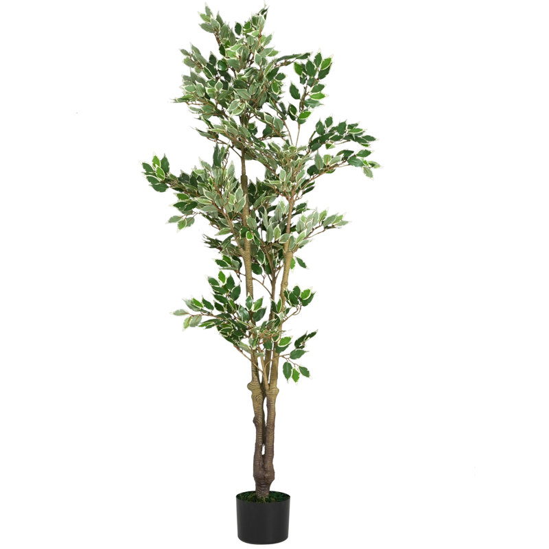 Ficus artificiel avec pot - feuilles vertes luxuriantes, H 69 po x l 31 po