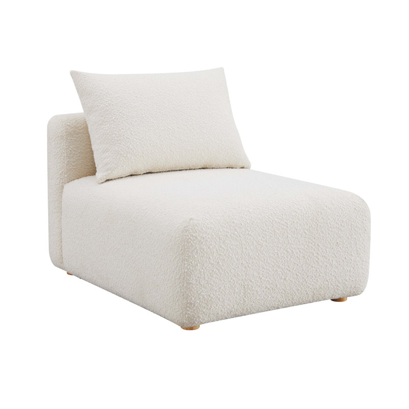 Hangover Cream Modular Armless Chair, Cream Boucle