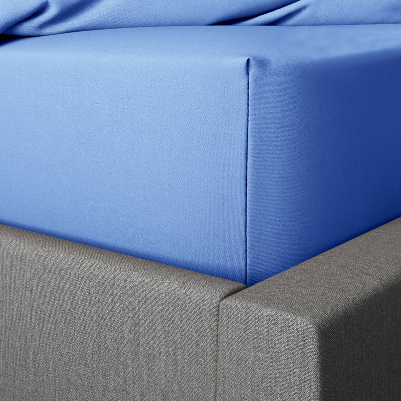 Kyonna 200 Thread Count Microfiber Brushed 25cm Fitted Sheet, King (5'), Light Blue