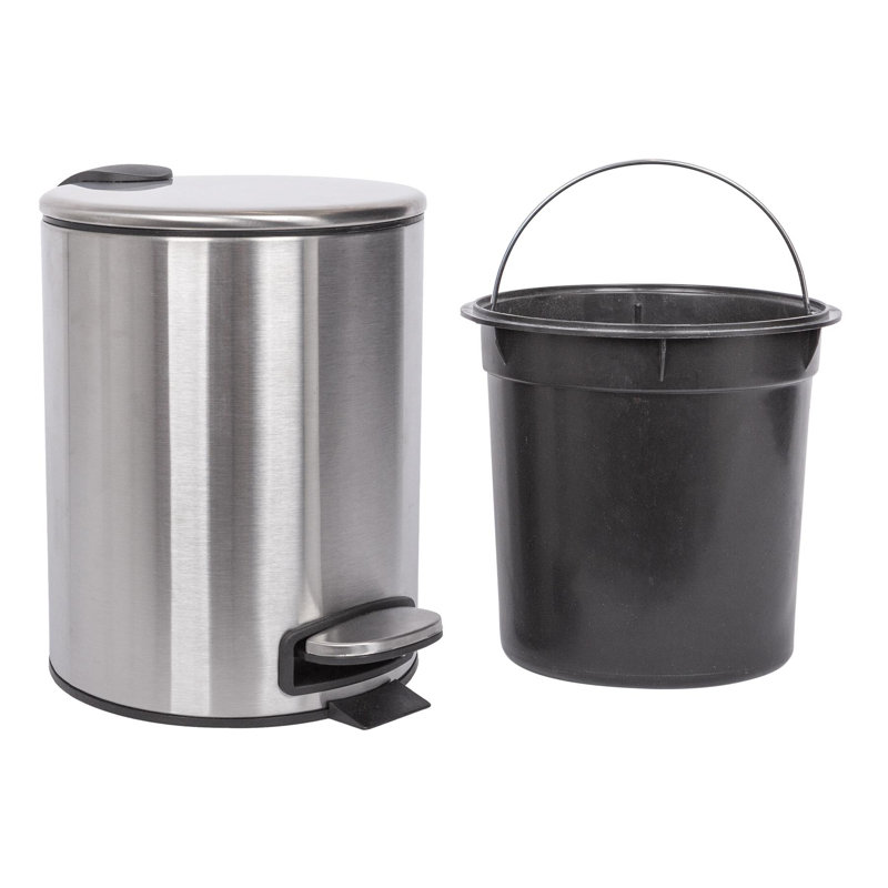 Harbour Housewares - Round Bathroom Pedal Bins, Brushed