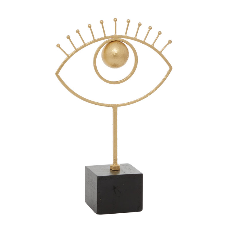 Sculpture abstraite contemporaine en bois doré Cosmoliving par Cosmopolitan