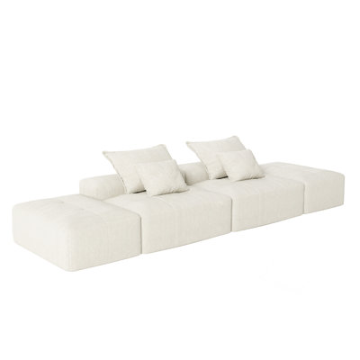 Modern Oversized Modular Sectional Sofa With 2 Ottoman And 2 Seat,Sparkling Chenille Fabric Soft Cushion Sofa With 4 Pillows,4 PCS DIY Combination Tufted Sofa,No Assembly Required,BEIGE