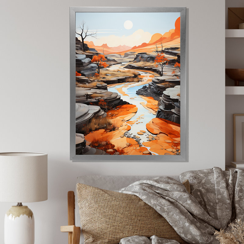 «Meandering River Endless Journey II», reproduction d'art sur toile, H 32 po x l 16 po x P 1 po, Encadrement argenté