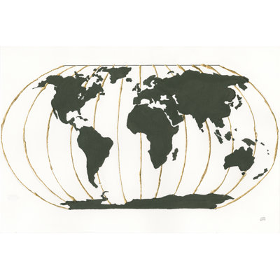 World Map Gold Lines