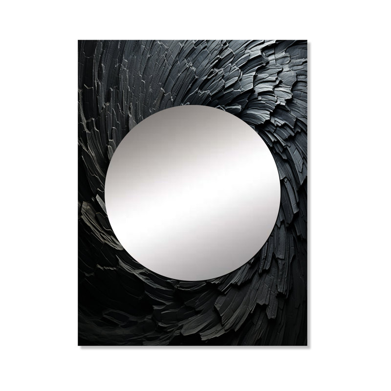 Saffira noir spiral spiral sprial - abstrait spirales grand miroir mural, 40 po x 30 po