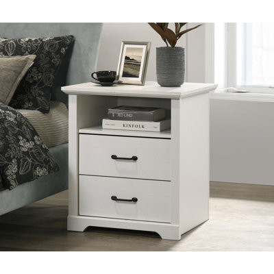 Elettra 22"W White 2-Drawer Nightstand Bedside Table With USB Charging  Ports