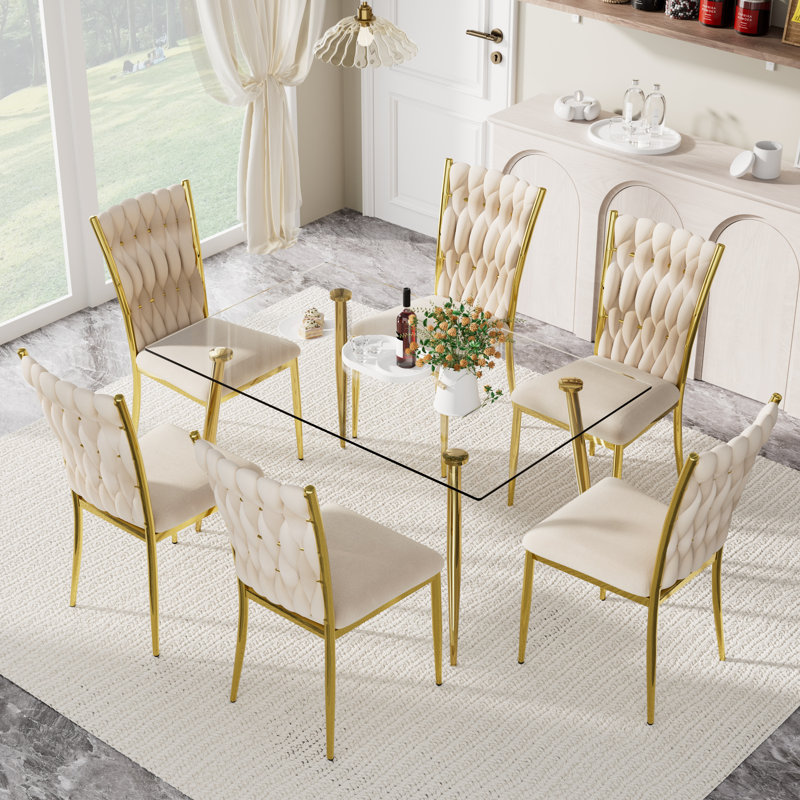 Ensemble repas rectangulaire pour 4 à 6 personnes, H 30 po x L 51 po x l 31,5 po, 7, Beige