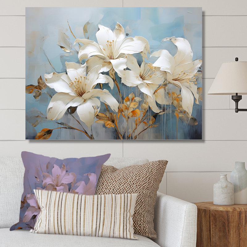 Lilies en fleurs IV sur toile, H 12 po x l 20 po x P 1 po, Toile tendue