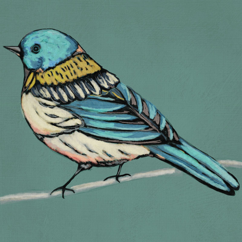 Winged Sketch III on Teal 1 Piece Wrapped Canvas Painting, 30cm H x 30cm W