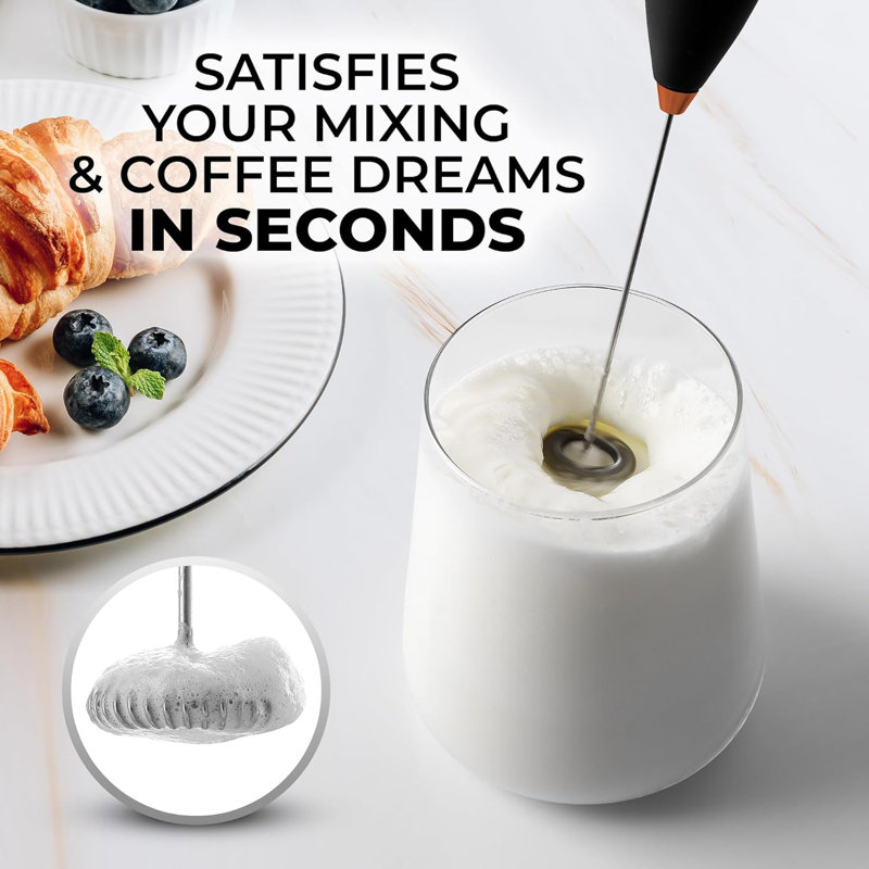 Zulay Kitchen Executive Series Ultra Premium Gift Milk Frother For Coffee - Deluxe, Black
