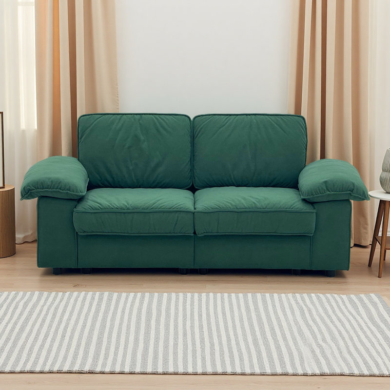 Canapé compact 78,74 pouces avec rangement caché, causeuse 2 places peu encombrante pour petit appartement et studio, Vert