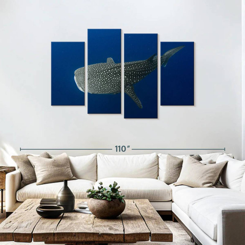 Brampt Whale Shark In Deep Blue Water, 48" H x 75" W