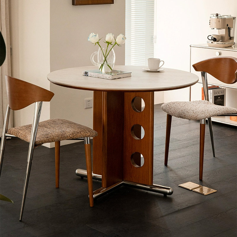 White Round Sintered Stone Dining table, 29.53"H x 39.37"L x 39.37"W