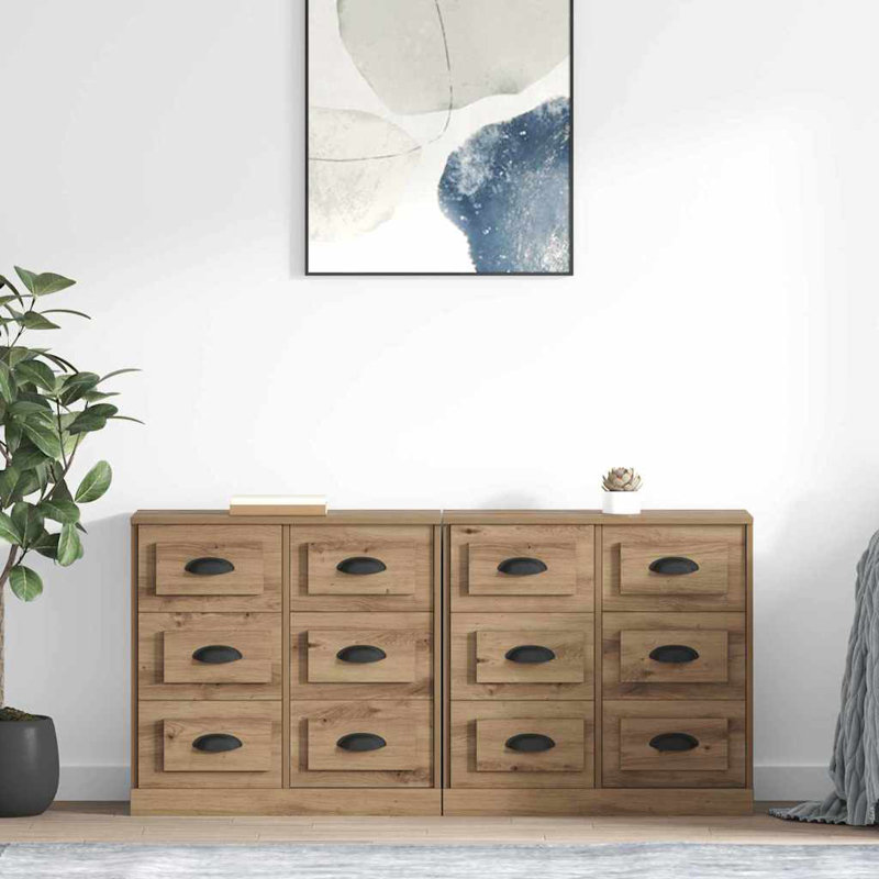  Sideboards With Drawer 2 Pcs Artisan Oak 70 X 35.5 X 67.5 Cm, Artisan Oak