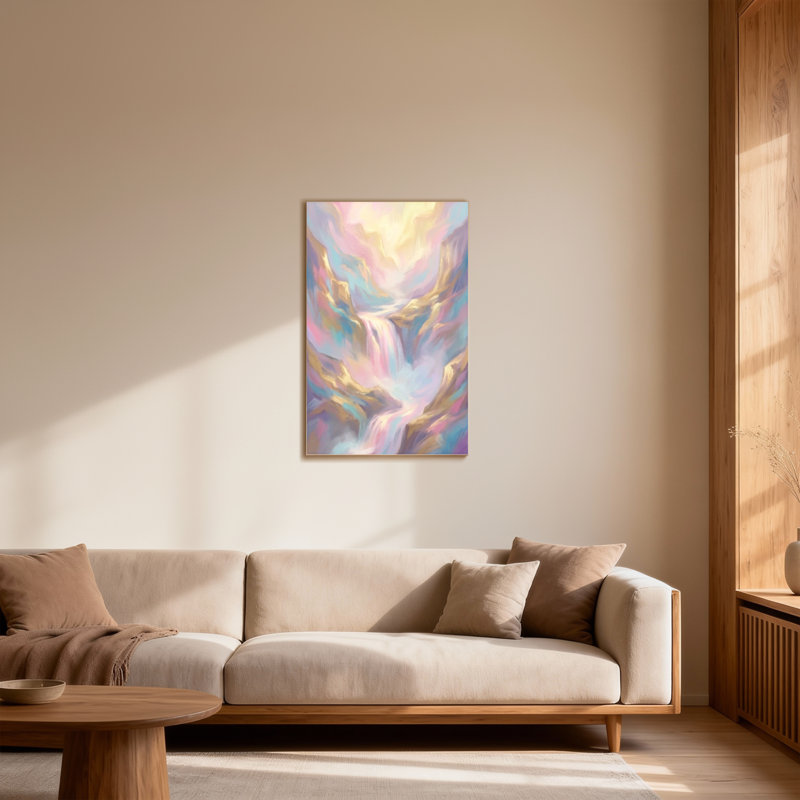 Abstract Dreamy Waterfall Mountain Landscape Art Print, 30" H x 20" W
