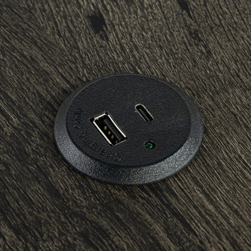 Table de salle à manger brune avec port USB et 3 tabourets, Brun